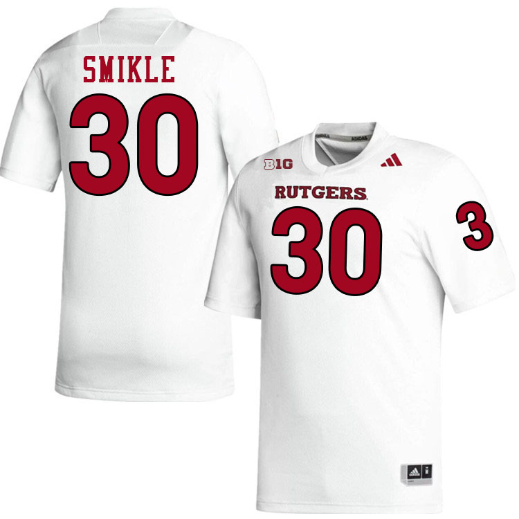 Rutgers Scarlet Knights #30 Jordan Smikle College Football Jerseys Stitched-White